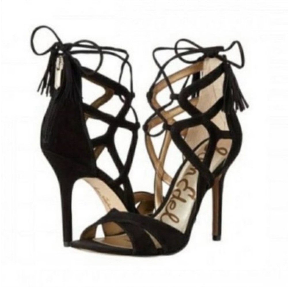 Sam Edelman Azela Suede Lace Up Tasseled Heels